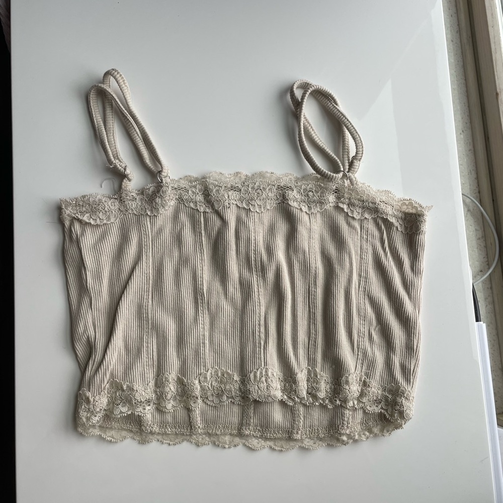 Cream Lace Trim Cami Top